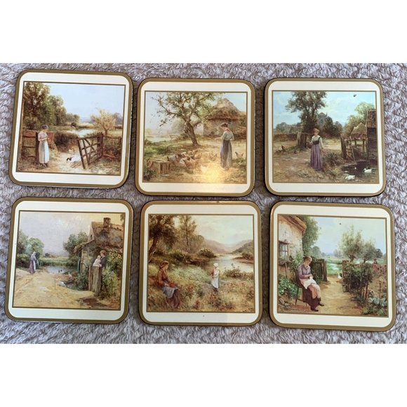 Pimpernel Country Life Cottage Coaster set of 6 gift - Picture 6 of 10